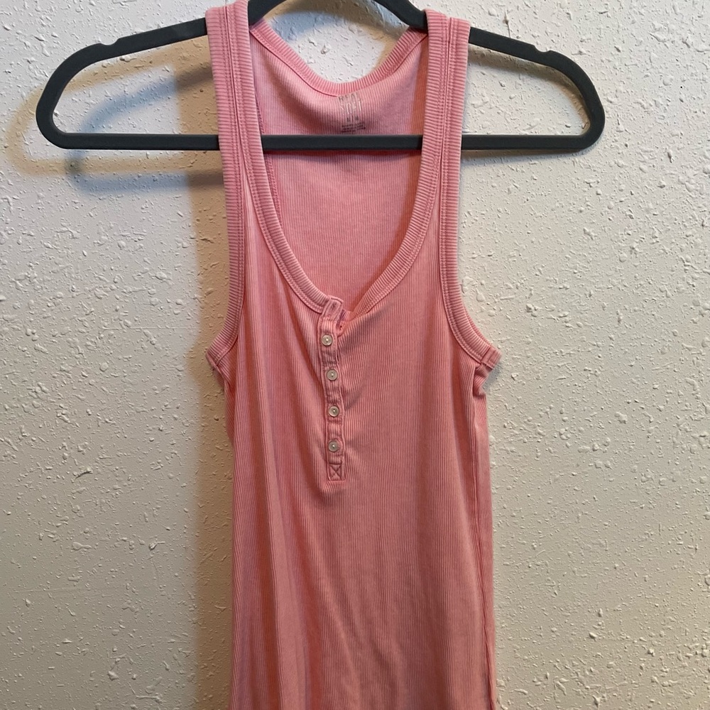 Aerie Pink Henley Tank Top